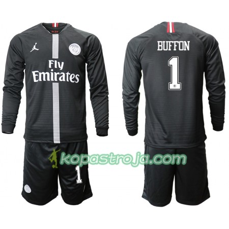 Billiga Fotbollströjor Paris Saint-Germain BUFFON 1 Jodan Svart Barn Tredje tröja 2018/19 Långärmad